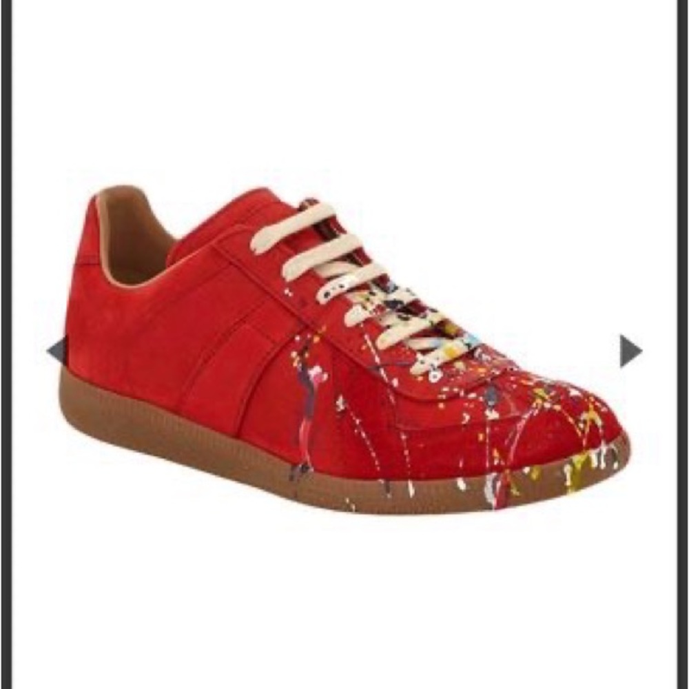 Maison Margiela Men’s Paint-Splatter Low-Top Sneakers